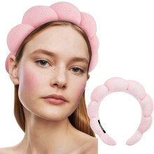 Yiting Spa Terry Towel Headband for Face Washing Pink