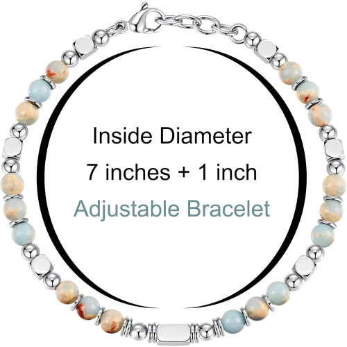 Women's Beaded Boho Bracelet Silver Gold 7+1 inch 2