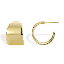 Gold Plated Chunky Hoop Earrings for Women C Shape