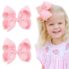 Lazos para el cabello de niñas con pinza de cocodrilo y cinta grosgrain blanca8