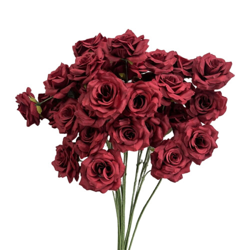 Faux Silk Rose Bouquet Red 26 inch 3-head