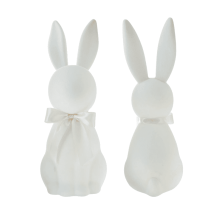 Flocked Easter Bunny Figurine with Bow Tie – Spring Tabletop Ornament, Centerpiece & Party Decor