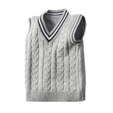 School Uniform Vest for Kids Grey V-Neck Argyle Knit 5-6