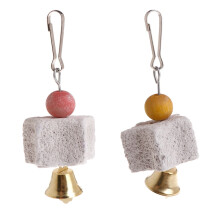 Parrot Chew Toy Stone Grinding Teeth Block with Bells for