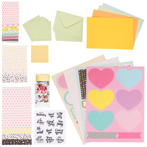 DIY Greeting Card Kit with 16 Cards, Envelopes and Decor