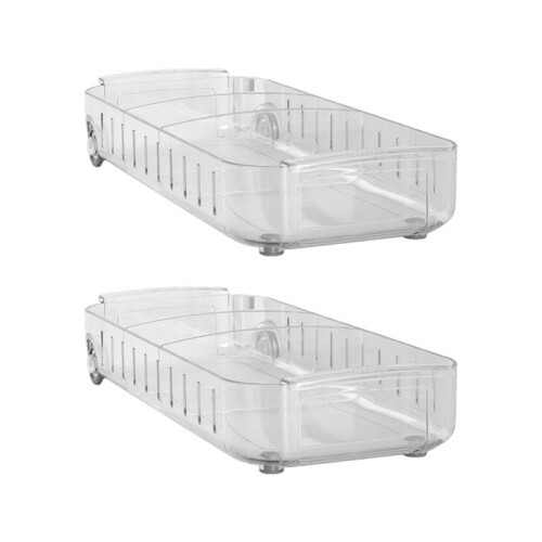 2 Pack Refrigerator Drawer Storage Box Kitchen Freezer Compartment Storage Box Sundries Storage Box(Large)
