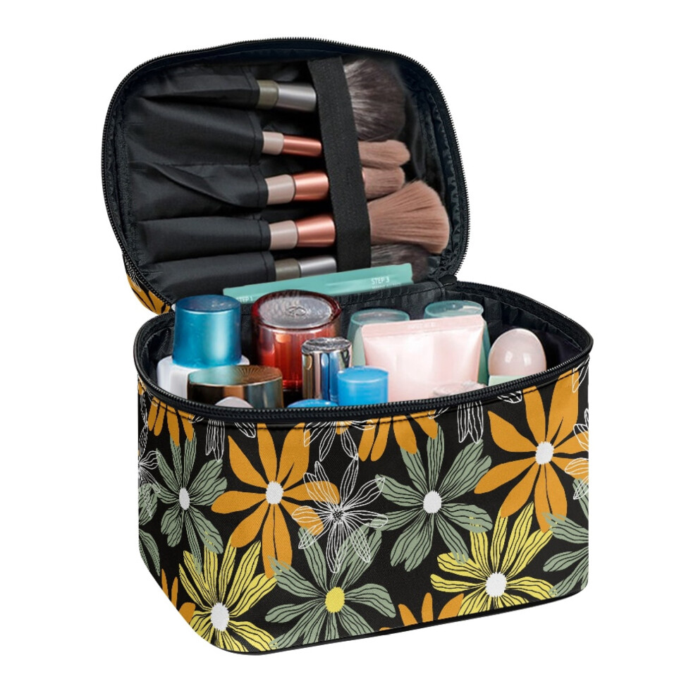 Retro floral makeup brush bag portable travel organizer