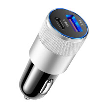 Car Charger 15W USB Type C PD Android Cellphone Charging QC 3.0 Automobile Adapter Fast Charging All Vehicle for, Android, Tablet
