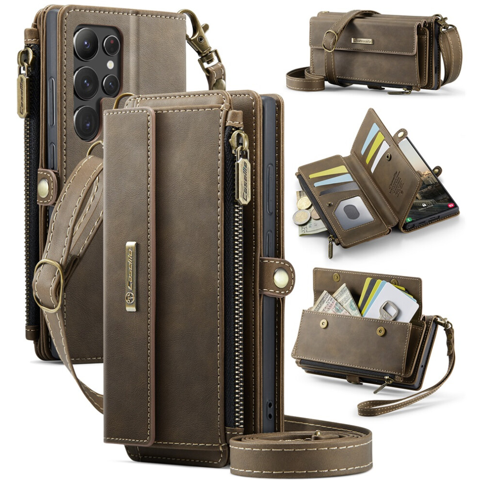 Caseme Wallet Case For Samsung Galaxy S22 Ultra 5G Coffee 908436814850