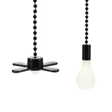 12in Ceiling Fan Pull Chain Extension for Ceiling Fan Light & Wall Lamps, Cabinet Light (Black)