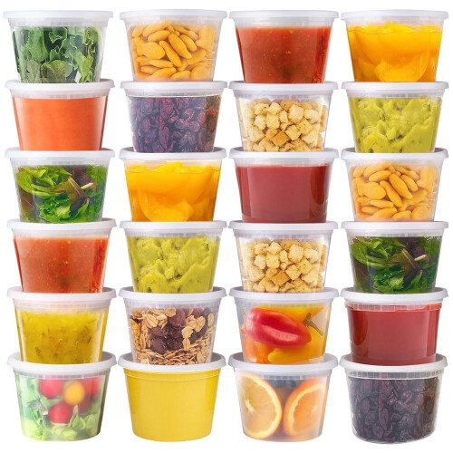Disposable Round Takeout Containers with Lids 24 pcs 16 oz