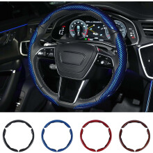 Fiber Steering Wheel Cover Set 3PCS Universal Fit for 14-16