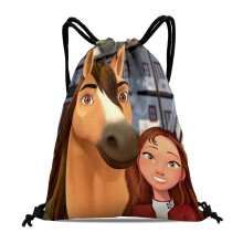 Spirit Riding Free Gym Hiking Drawstring Bag:Waterproof, suitable for swimming, travel, beach, and shopping, with dimensions of 15.7*17.7 inches.
