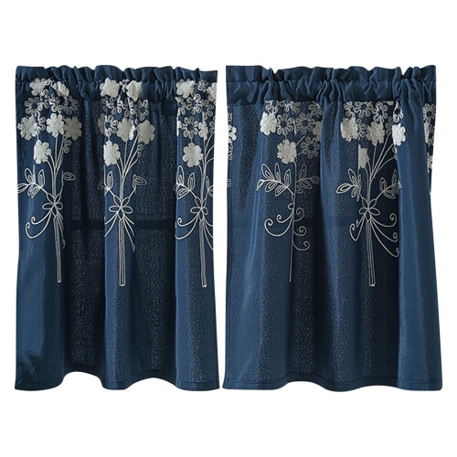 Navy Blue Polyester Cafe Curtain 29x24 Inch