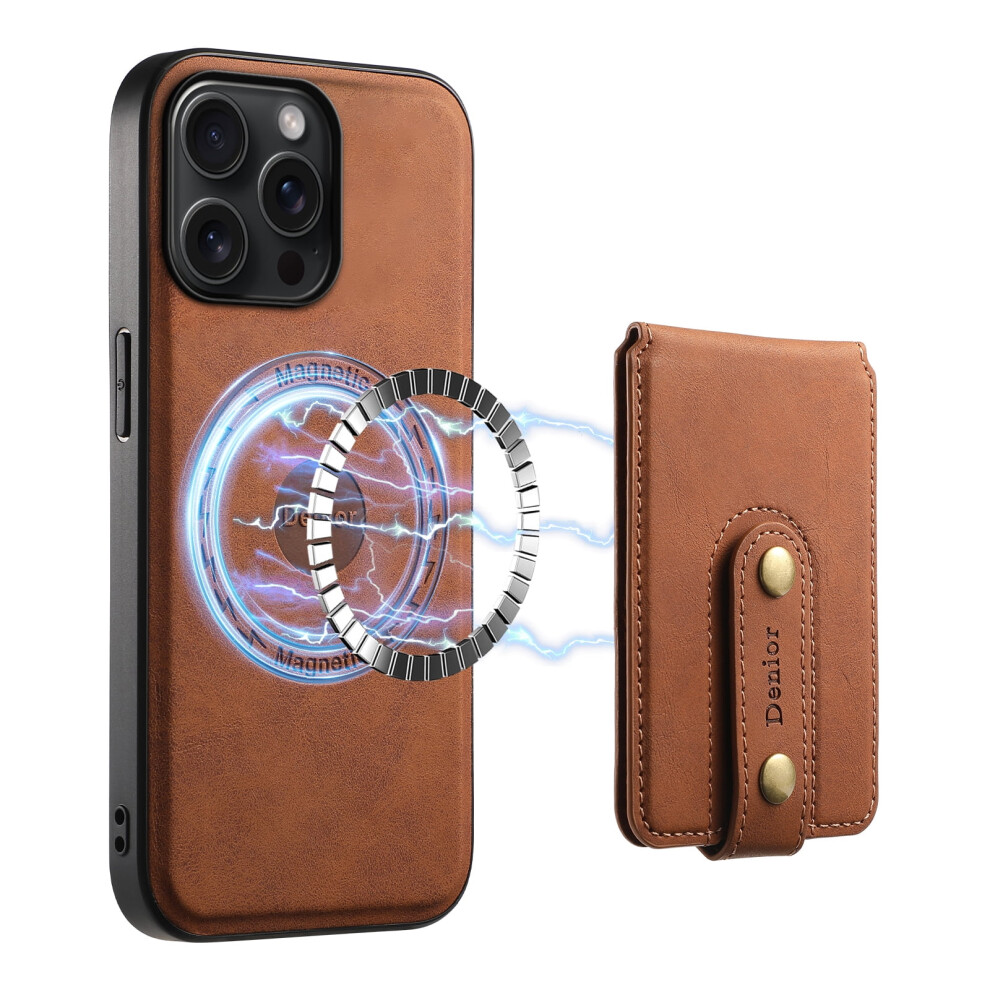 Leather Wallet Case For Iphone 15 Pro Max Brown 971050754475