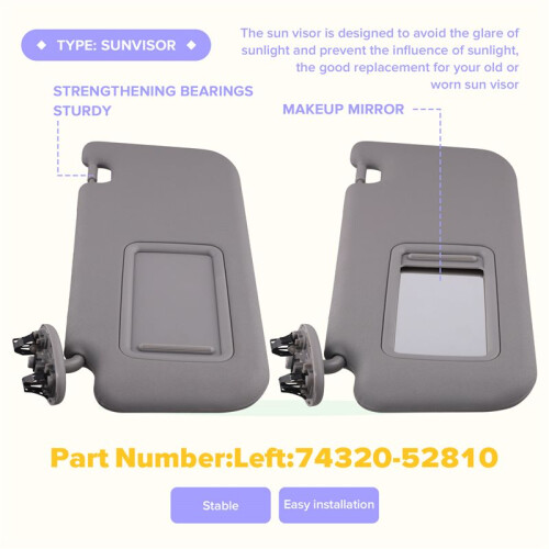 Car Sunshield Sunvisor Interior Sun Visor for  Yaris 2008-2013 74320-52810 Left 2