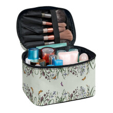 Polyester Small Makeup Bag Cosmetic & Toiletry Organizer With Zipper & Handle with Large Capacity Butterfly and Floral Pattern