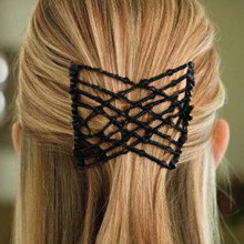 Stretchy Beaded Hair Combs for Women Black Metal Double