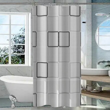PEVA Shower Curtain Set - Waterproof Bathroom Liner with Hooks (Mildew Resistant, Quick Dry Fabric, Standard Size 72x72 Inch for Tub)