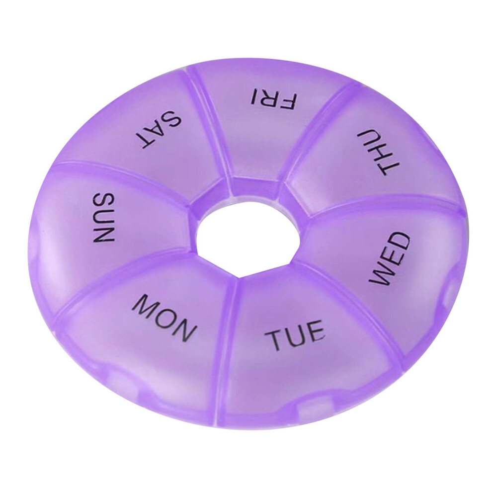 Portable Pill Organizer Box Weekly 7-Day Purple