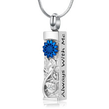 Sunflower Urn Necklace Stainless Steel Ashes Pendant