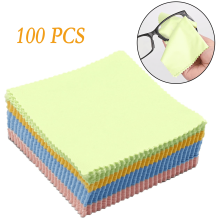 100 Pack Colorful Square Microfiber Cleaning Cloths for Glasses Camera Lenses Mobile Screen Spectacles (5" x 5")