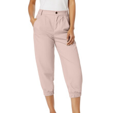 Women's Casual Solid Capri Pants with Pockets Pink 2XL