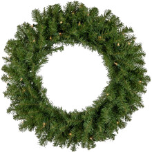 Couronne de Noël artificielle en pin Rockwood pré-illuminée - 61 cm - Lumières transparentes