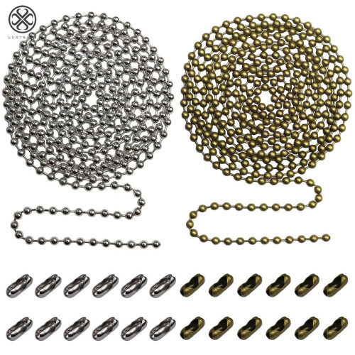 Catena di prolunga Luxtrada con perline, 3 metri, 2 pezzi, bronzo e argento
