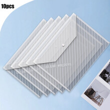 Snap Closure Plastic File Folders A4 Clear 10 PCS