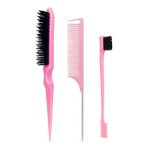 Hair Brush Set Bristle Edge Control Teasing Comb 3 pcs