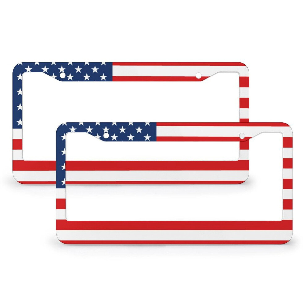 Usa Flag License Plate Frame Aluminum 2 Pcs Red/White/Blue 971050781785