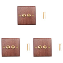 3X Retro American Industrial Style Light Socket, Solid Wood Brass Toggle Plate,Antique Home Stay (2)