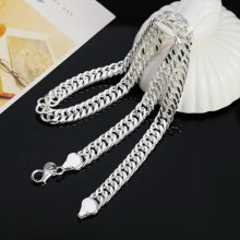 Men's Sterling Silver Sideways Chain Necklace 20 in 10 mm