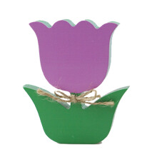 Easter Bunny Flower Wooden Signs, Spring Tiered Tray Decor, Farmhouse Table Centerpieces for Home/Office (Purple)