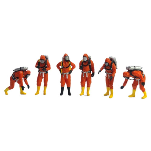 Fireman Miniature Figures Resin Hand Painted 6 Pieces