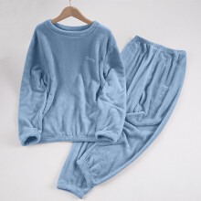 Women's Blue Fuzzy Fleece Pajama Set L
