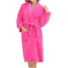 Flannel Hooded Bathrobe for Women and Men Hot Pink 3X