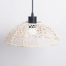 Indoor Hanging Lamp Shade Beige Cotton Rope Bohemian Woven Style for Cafes and Homes