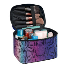 Rainbow Snake Skin Travel Cosmetic Bag Organizer (8.86"x6.5"x5.9") Portable Make Up Bags Handheld Light