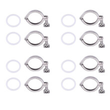 8Pcs Tri-Clamp Steel Single Pin Heavy Duty Tri Clamp with Wing Nut for Ferrule TC with Silicone Gasket 2 Inch
