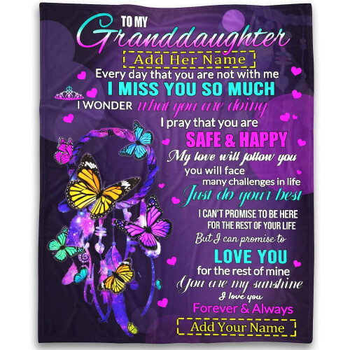 Personalized Granddaughter Flannel Throw Blanket 60x80 inch