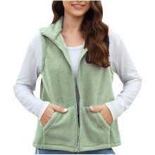 Women's Fleece Vest Outerwear Sleeveless Lightweight Zip Jackets Warm Soft Vests with Pockets