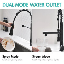 Kitchen Faucet with Pull Down Sprayers Commercial Style Dual-Mode Sprays Kitchen Sink Faucet with Swivel Spout A