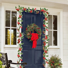 Red Berry Christmas Garland – Artificial Holly Vine Decor for Mantle, Fireplace, Table – Compatible with Holiday Decor