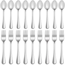 Stainless Steel Forks and Spoons Set 16-Pc