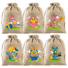 Easter Bunny Burlap Drawstring Bags – Reusable Treat Sacks for Eggs, Gifts & Spring Decor – Compatible with Easter Themes