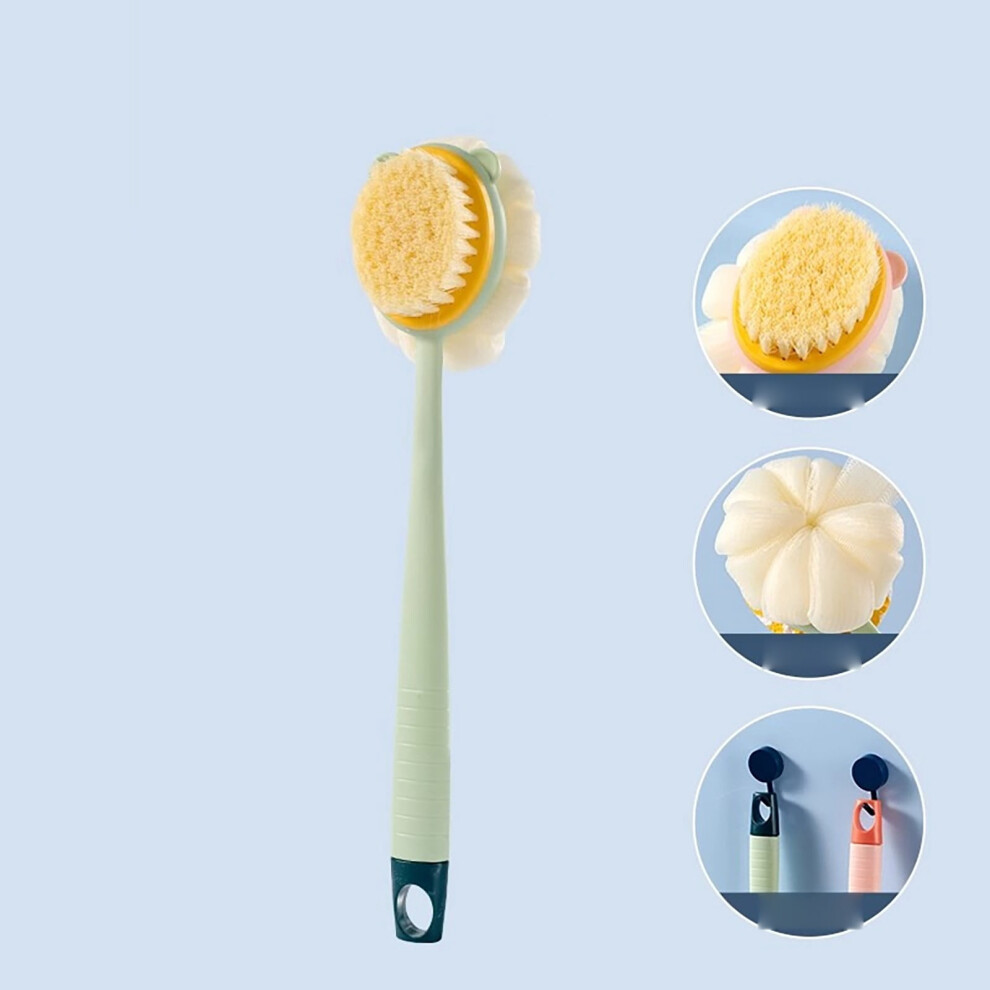 Bath Scrubber Back Brush with Loofah and Long Handle