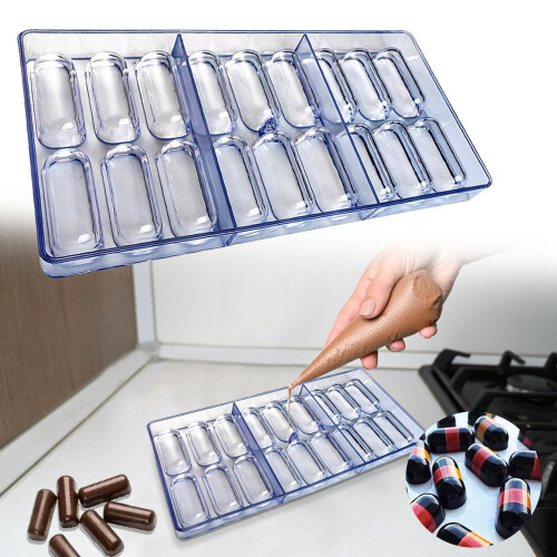 Oval Pill Molds Transparent PC Plastic 18-Cavity