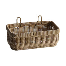 Handmade Woven Rattan Hanging Basket for Door/Wall – Grey, 11x5.1x6.3", Vegetable Organizer, Compatible with Hanging Hooks